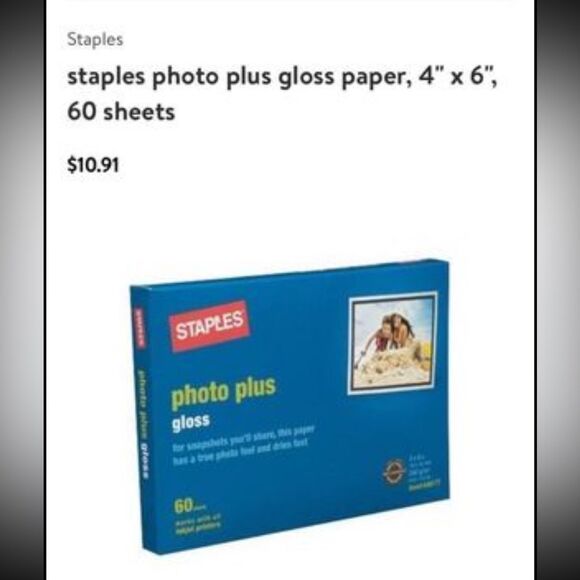 4* pack of 60 Sheets‎ Photo Gloss Paper 4 x 6 by Staples - Picture 2 of 2